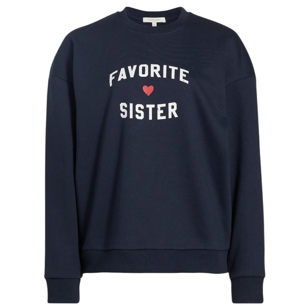 Favorite Daughter Sister Navy Blue Heart Crew Neck Pullover Sweatshirt Extra XL - Picture 13 of 15